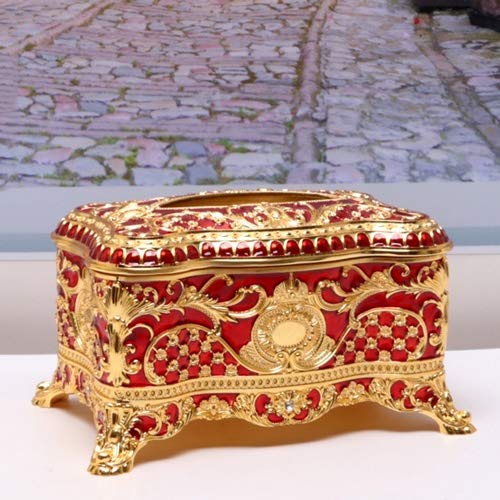 Slivy European Style Tissue Box Holder - Red Rectangle Paper Dispenser for Kitchen, Restaurant & Home | Durable Pumping Napkin Organizer for Table, Car & Office Use