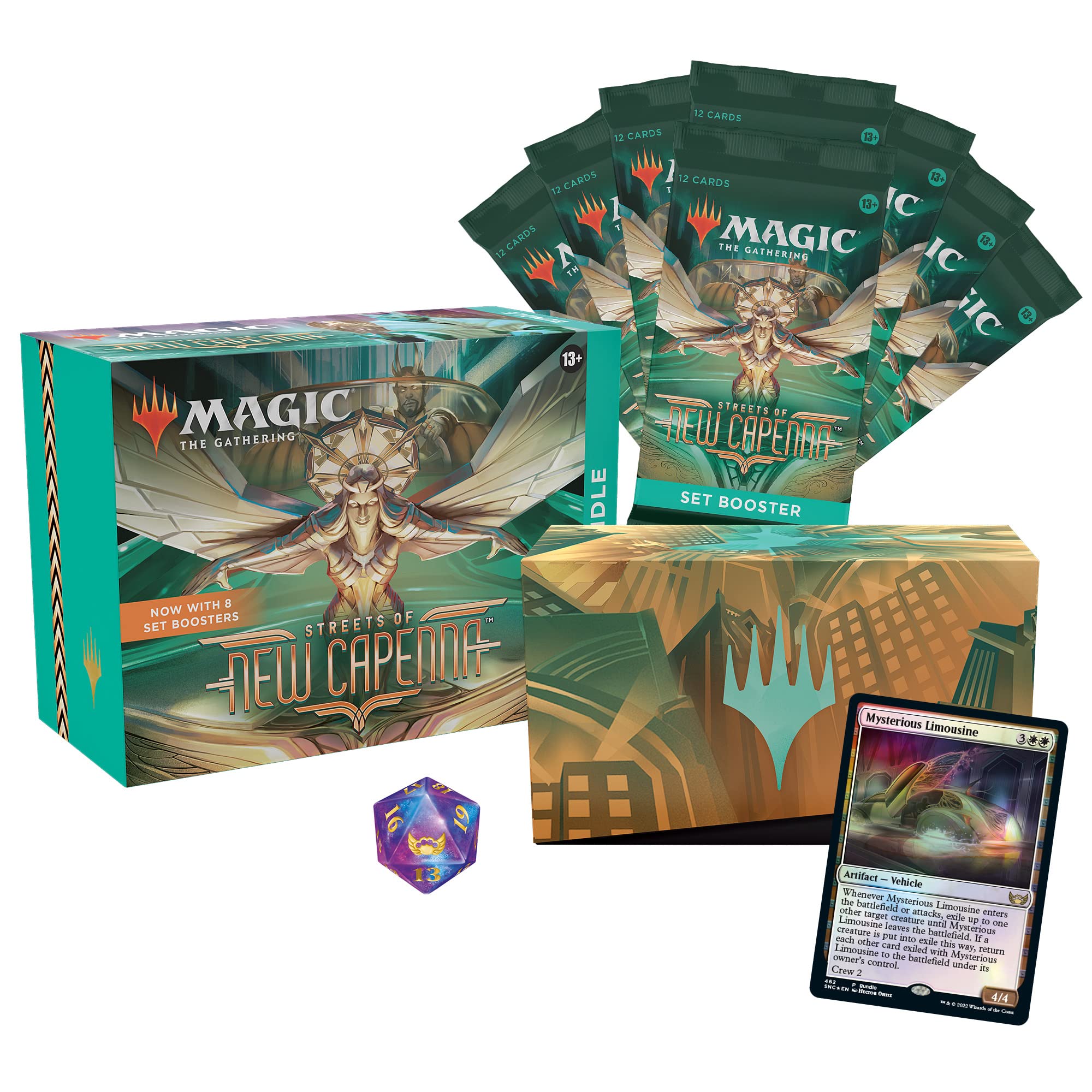 Magic: The Gathering Streets of New Capenna Bundle - 8 Set Boosters + Collector Accessories | MTG Card Game Expansion for Deck Building & Strategy Game Nights