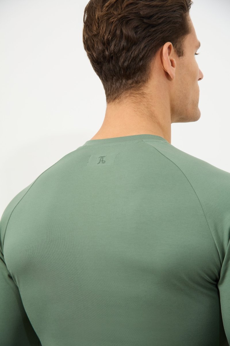 Men's Long Sleeve Henley T-Shirt - Soft Cotton Sage Green Casual Shirt for Everyday Wear | Perfect for Work, Weekend & Outdoor Activities