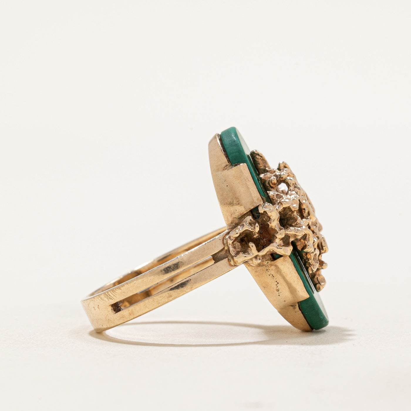 7.00ct Malachite Textured Cocktail Ring - Size 8.5 | Handmade Statement Jewelry for Women | Perfect for Parties, Weddings & Special Occasions