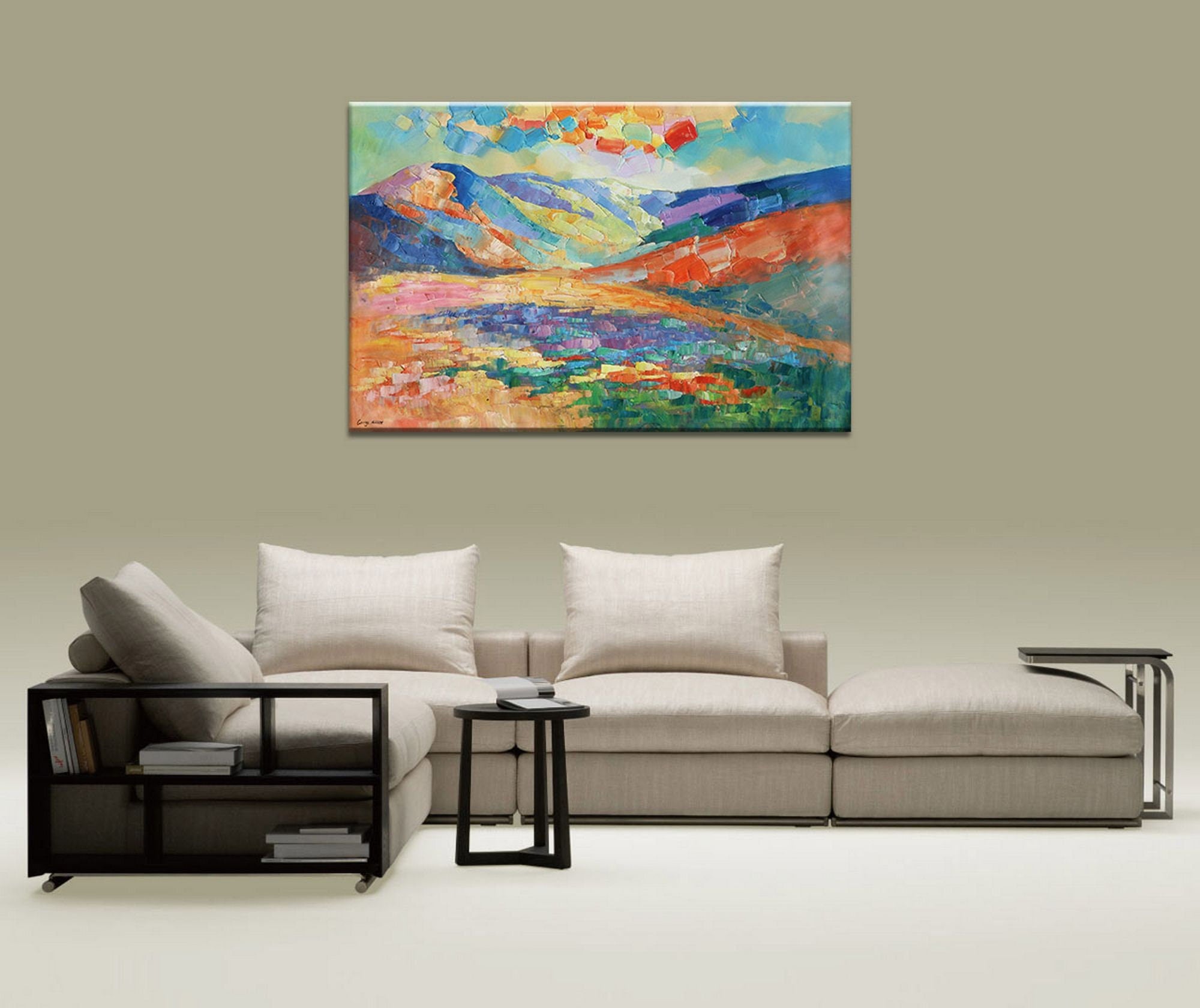 Large Abstract Oil Painting - Original Modern Landscape Artwork for Wall Decor | Perfect for Living Room, Bedroom & Office