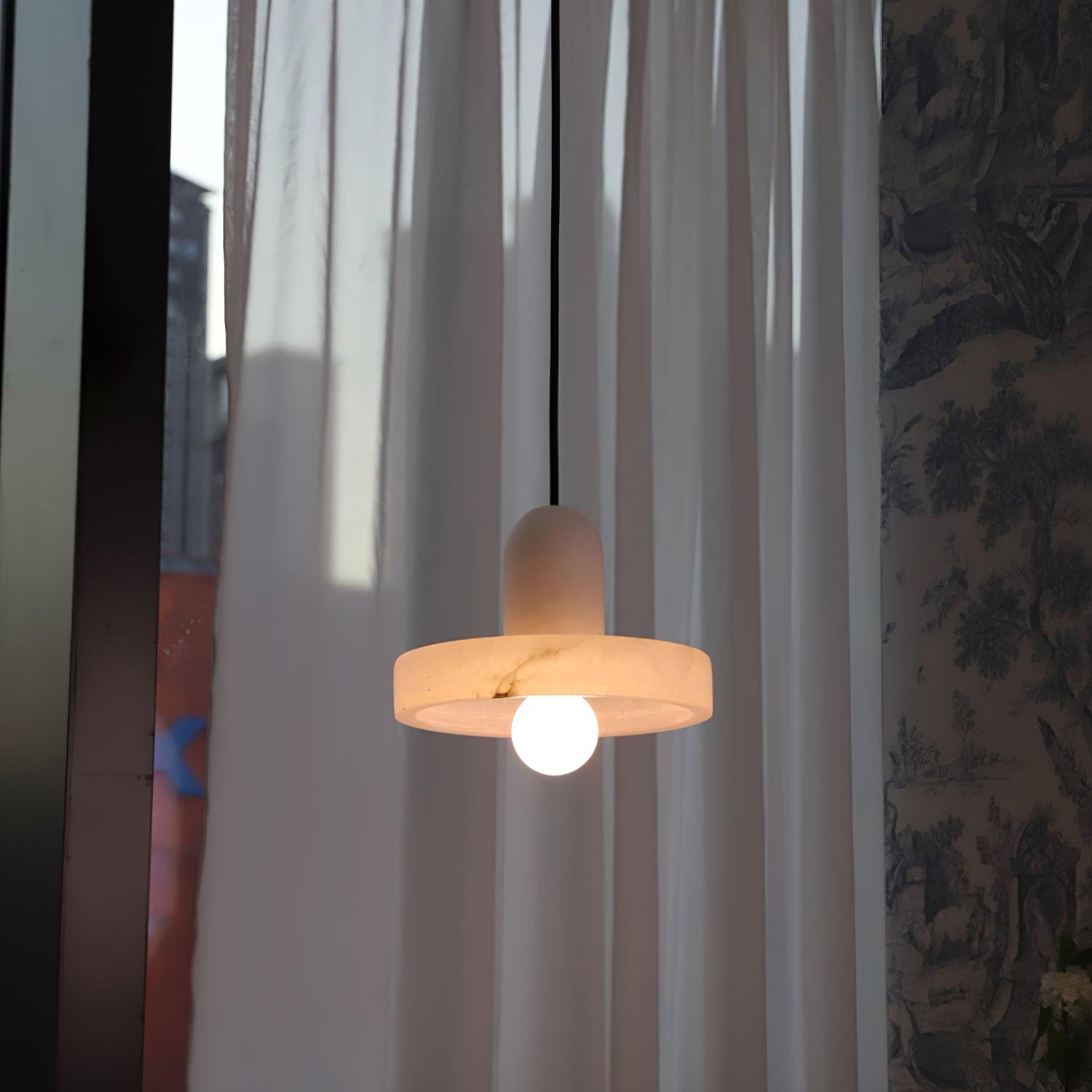 Elegant Carrara Marble Pendant Lamp - Modern Glass Hanging Light Fixture for Kitchen Island, Dining Room & Bedroom Decor