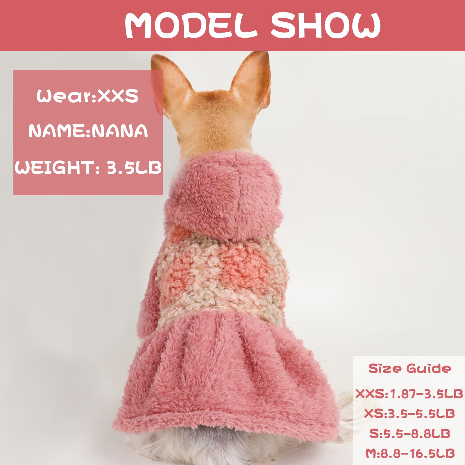 Warm Fleece Dog Clothes for Small Dogs - Winter Dog Dress & Hoodie Outfit for Chihuahua, Yorkie, Teacup Puppies & Cats - Cozy Cold Weather Pet Sweater (Medium) - Perfect for Outdoor Walks & Indoor Lounging