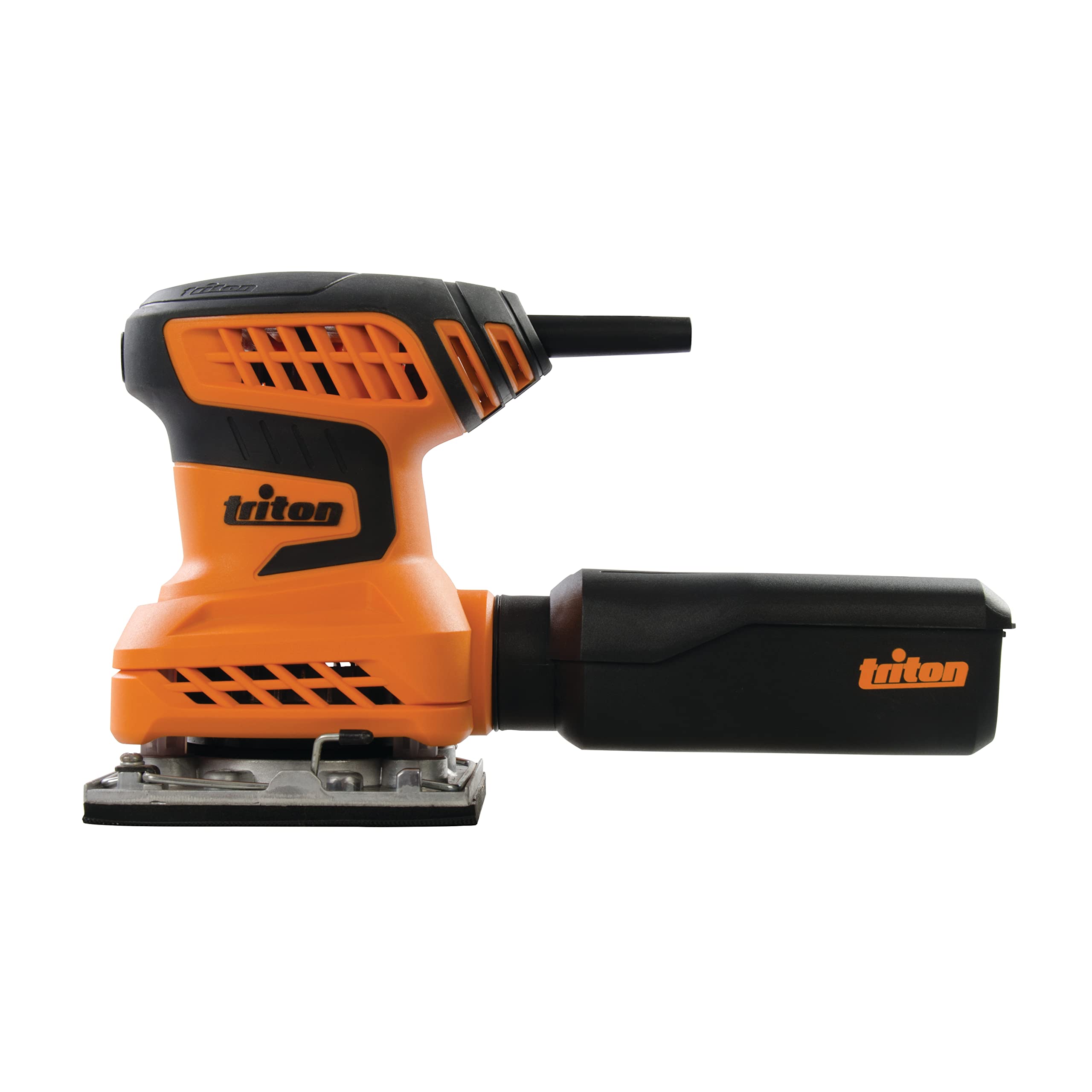Triton 200W Orbital Palm Sander with 1/4 Sheet - Powerful & Compact Sanding Tool for Woodworking & DIY Projects (Model TQTRSS-389621, Black)