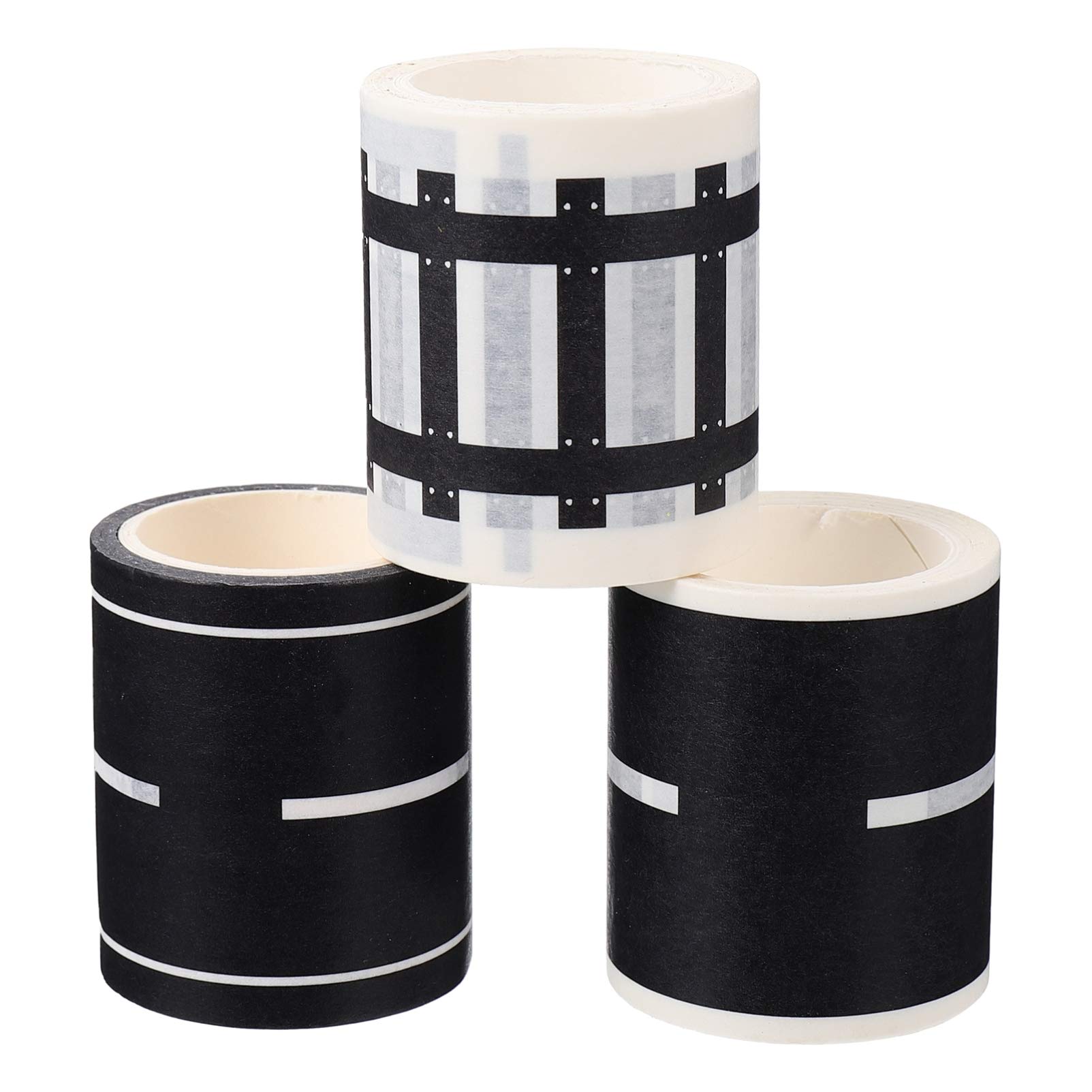 Balacoo 3-Piece Railway Train Curve Design Paper Tape - DIY Toy Car Road & Traffic Adhesive Tape for Floors and Walls - Perfect for Kids Playrooms, Birthday Parties, and Creative Road Decor