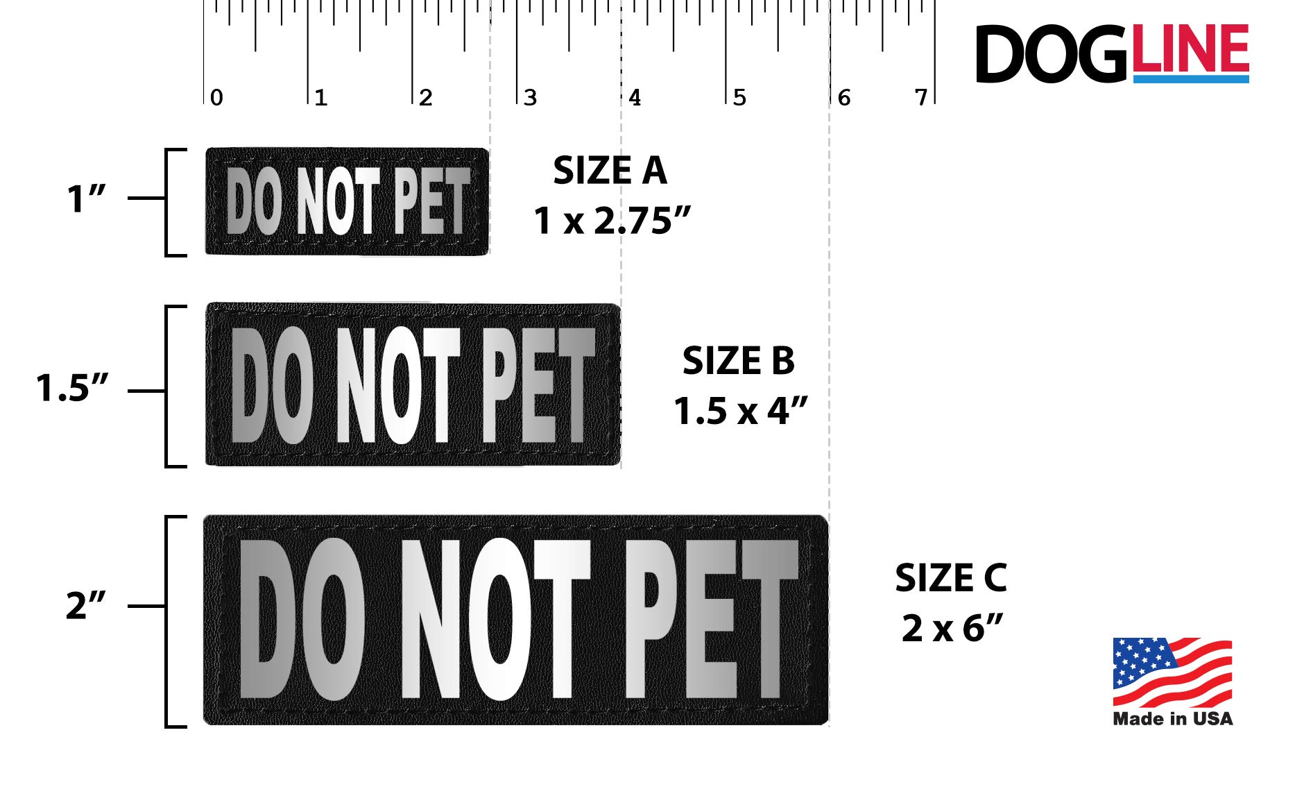 Dogline Do Not Pet Removable Velcro Patches - X-Small Size for Service Dogs, Training & Safety Awareness | Perfect for Vests, Harnesses & Backpacks