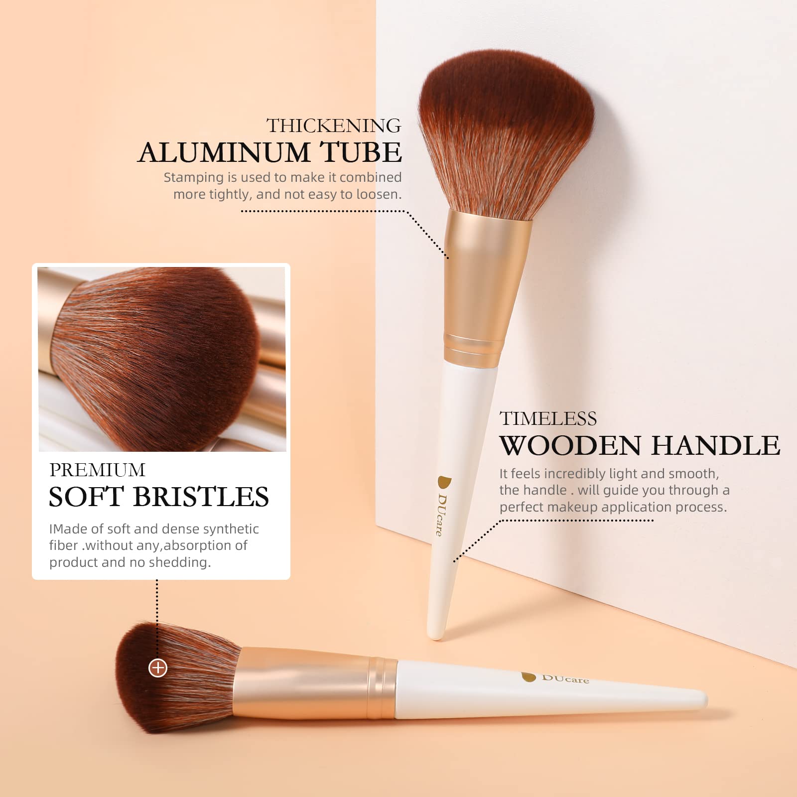 DUcare 14-Piece Professional Makeup Brush Set - Synthetic Face, Eye Shadow, Eyeliner, Foundation, Blush & Lip Brushes for Powder, Cream & Liquid Cosmetics | Perfect for Everyday Makeup, Contouring & Professional Makeup Artist Kit