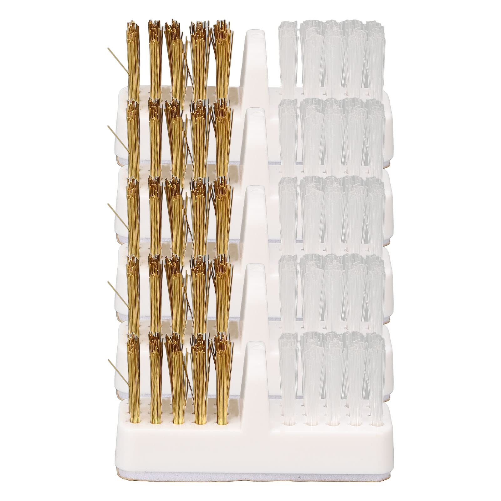 5pcs Nail Drill Bit Cleaner - White Copper Bristles, Portable Metal & Plastic Nail Cleaning Accessories for Professional & Home Manicure/Pedicure Care