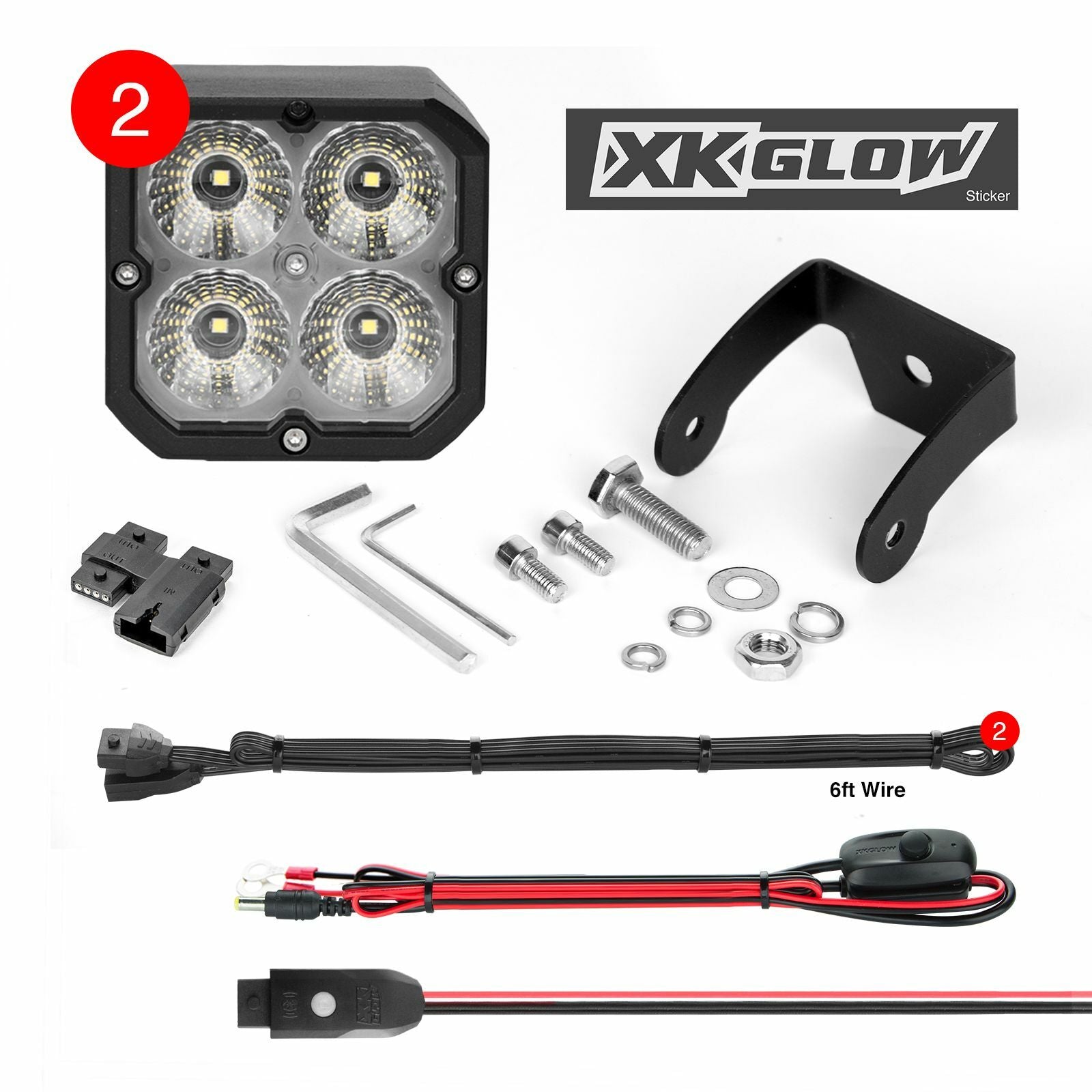 20W RGB LED Pod Lights with Flood Beam - Waterproof Off-Road Lighting for Trucks, ATVs, Boats - Perfect for Night Driving, Camping & Outdoor Adventures