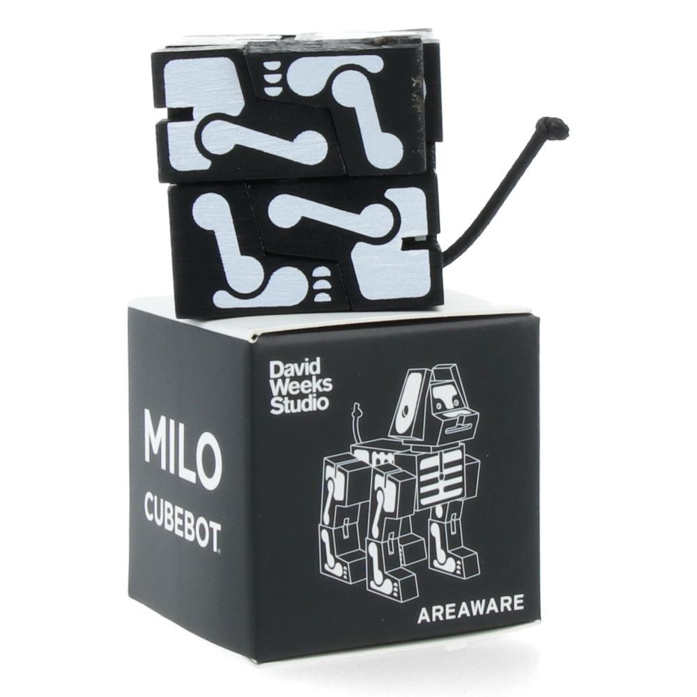 Cubebot Milo Micro Skeleton Black & White - Mini Articulated Robot Toy for Kids & Adults, Perfect for Desk Decor, Stress Relief & Creative Play