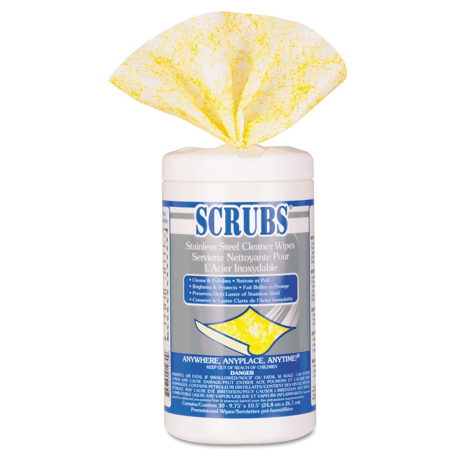 SCRUBS 91930 Premium Stainless Steel Cleaner Towel - Microfiber Polishing Cloth for Kitchen Appliances, Sinks & Cookware - Removes Fingerprints, Smudges & Water Spots