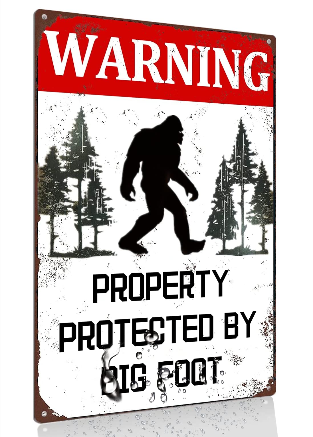 Funny Warning Metal Signs - Big Foot Themed Gifts for Men - Garage & Man Cave Decor - Yard & Garden Wall Art - Perfect for Home, Office, or Workshop Use