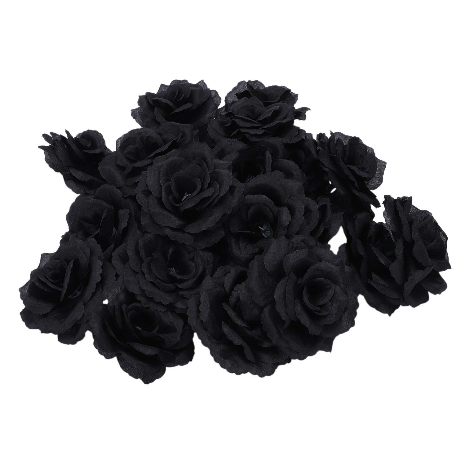 20 Pcs Black Silk Artificial Roses for Wedding, Party, Home & Office Decor - DIY Floral Arrangement, Garden Decoration, Table Centerpieces, and Event Styling