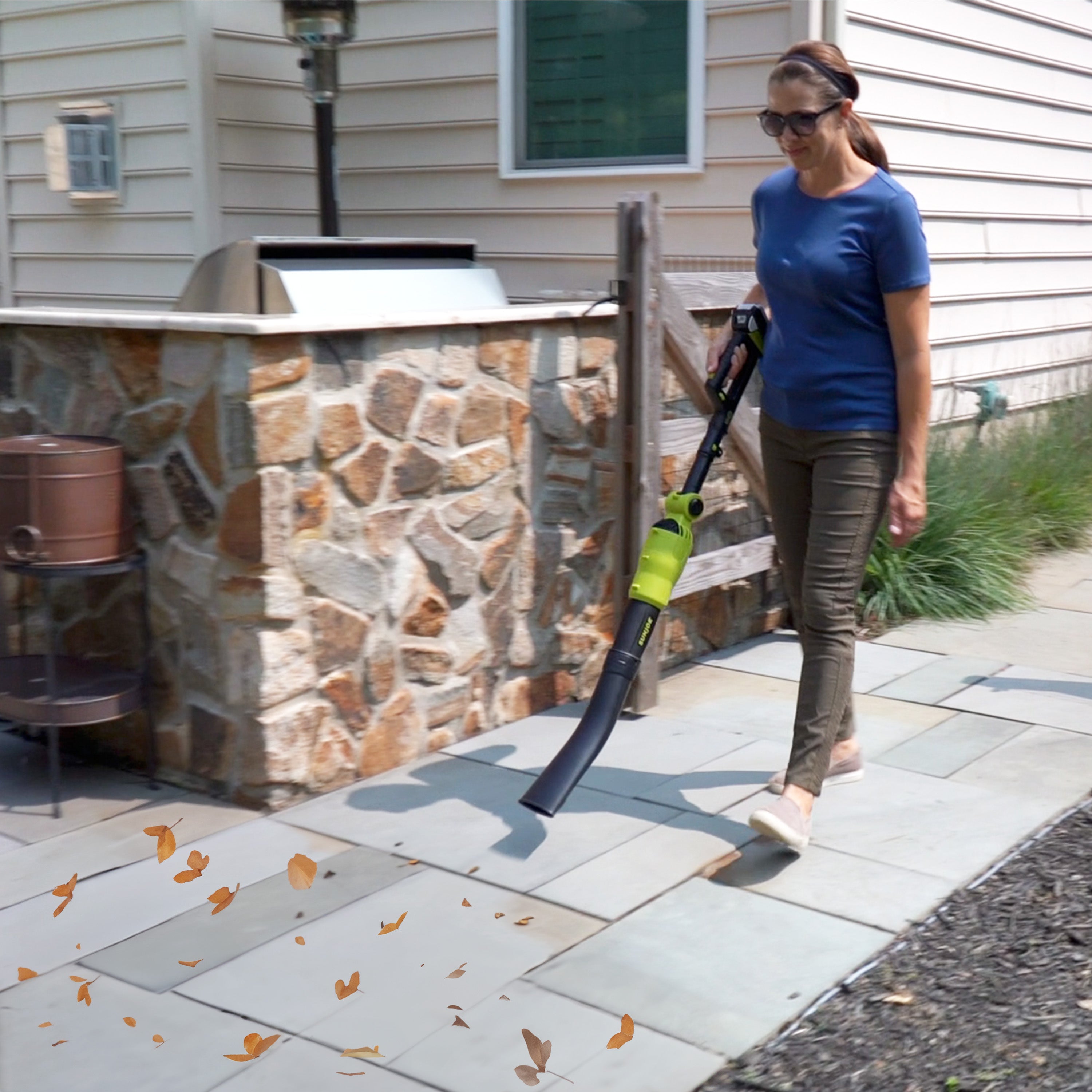 Sun Joe 24V TBP LTE 2-in-1 Cordless Handheld & Pole Leaf Blower Kit with 2.0Ah Battery & Charger | 3 Nozzle Attachments | Ideal for Yard Cleaning, Patio Maintenance & Fall Leaf Removal