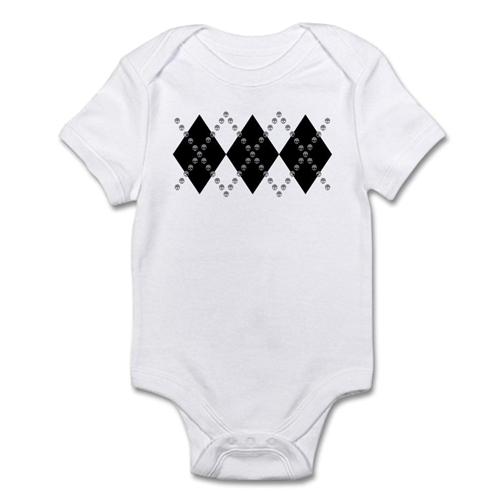 Gothic Skull Argyle Baby Bodysuit - Cute Infant Onesie for Boys & Girls - Perfect for Halloween, Photo Shoots & Everyday Wear