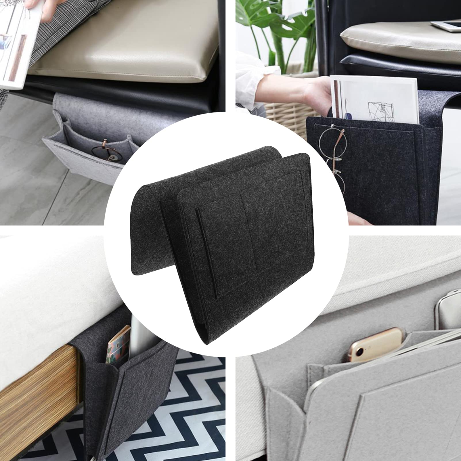 Hemoton Felt Bedside Hanging Organizer Bag - Dormitory & Bedroom Storage Solution for Laptop, Books, and Essentials - Perfect for Sofa, Desktop, and Armrest Organization