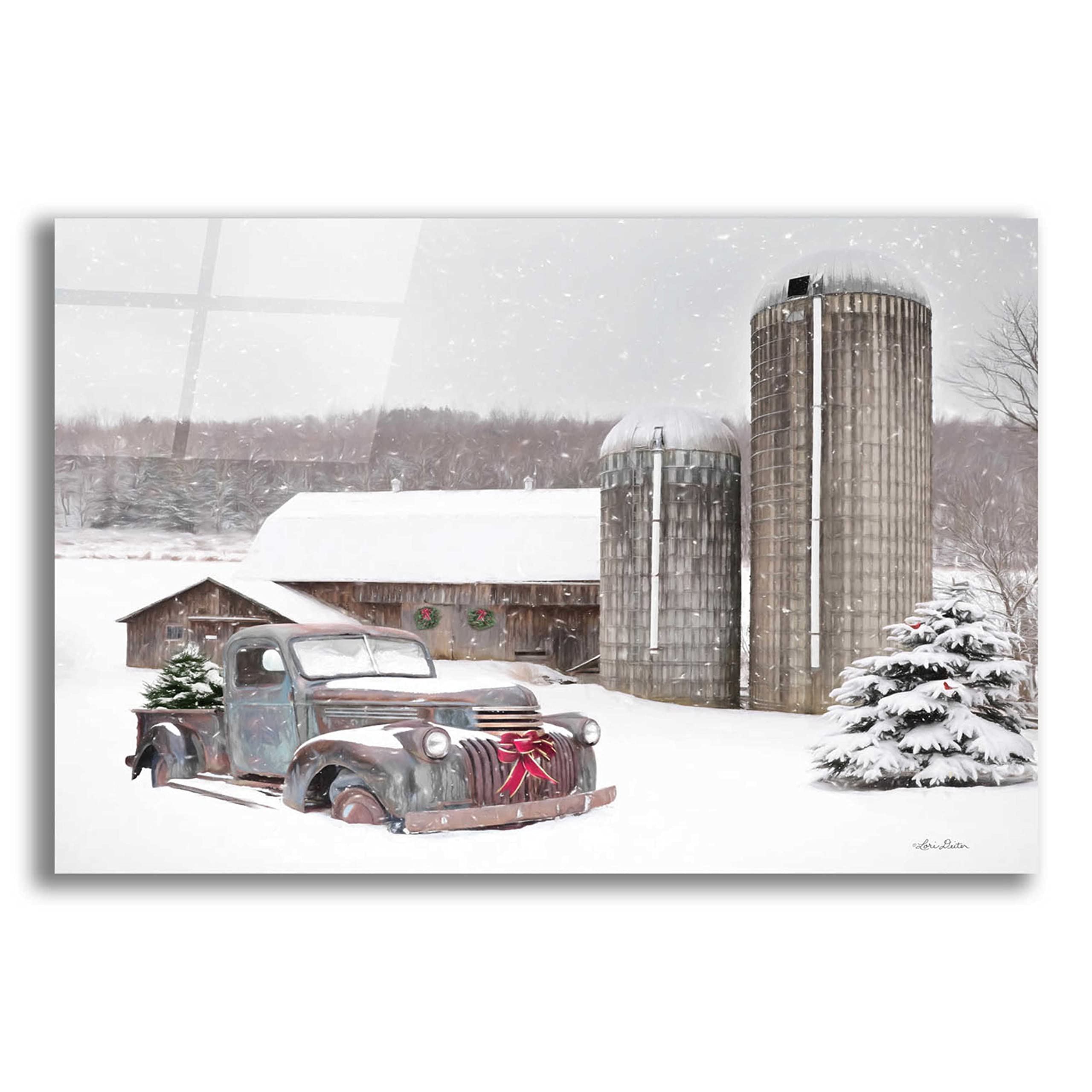 Lori Deiter 'North Country Christmas' Acrylic Glass Wall Art - 24x16 Inches, Holiday Home Decor for Living Room, Bedroom & Office