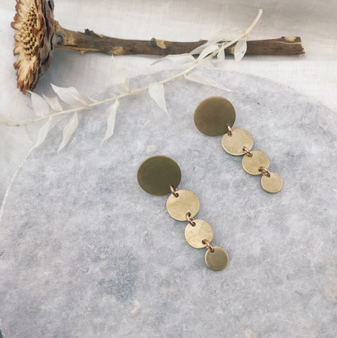 Trendy Quad Circle Dangling Stud Earrings for Women - Minimalist Geometric Jewelry for Everyday Wear & Special Occasions
