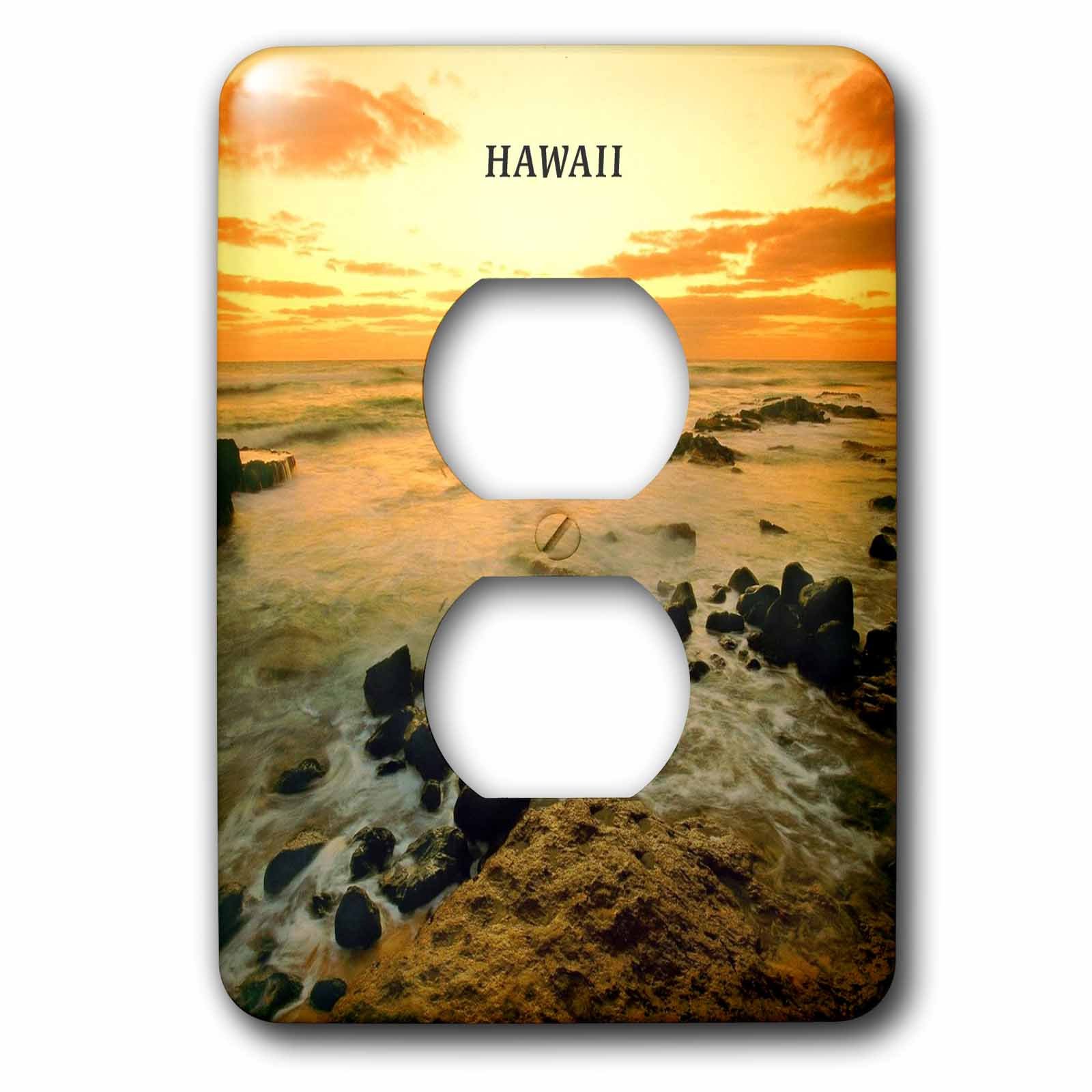 3D Rose Beautiful Hawaiian Sunset Outlet Cover - Decorative Electrical Plug Cover for Home, Office, Nursery - Tropical Beach Theme Wall Decor (6-Pack) - Perfect for Living Room, Bedroom, Bathroom & Kitchen Decor