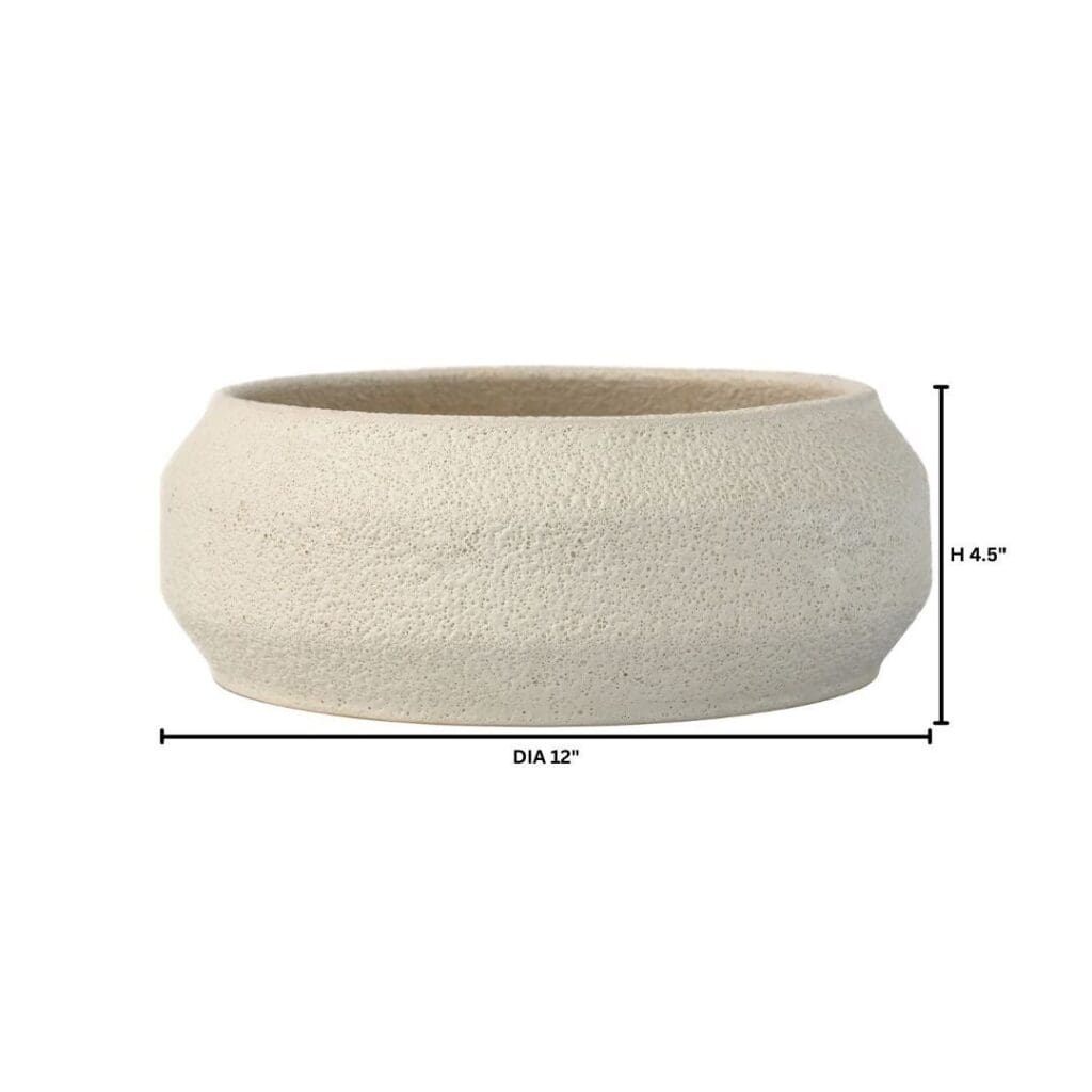 Cyan Design 11778 White onTerra Bowl - Large Porous Ceramic Bowl for Home Decor, Centerpiece & Fruit Display | Perfect for Dining Table, Kitchen Counter & Living Room Decor