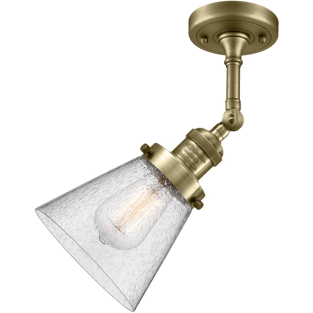 Innovations 201F-AB-G64-LED Semi-Flush Mount Ceiling Light Fixture - Antique Brass Finish, Energy Efficient LED Lighting for Bedroom, Living Room & Hallway