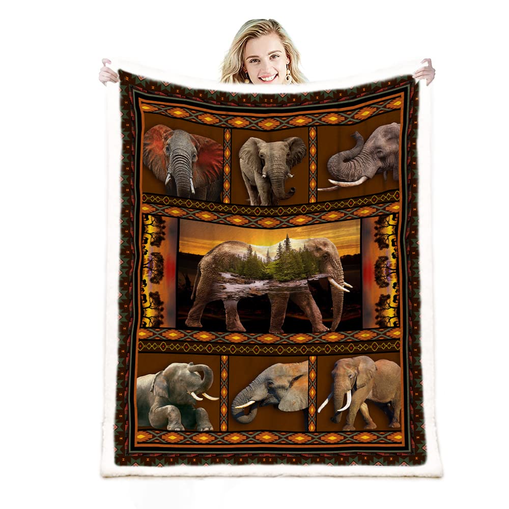 Onecmore Elephant Gifts for Women - Soft Southwestern Native American Throw Blanket with Aztec & Navajo Patterns, Mexican Farmhouse Decor for Living Room, Bedroom & Outdoor Use