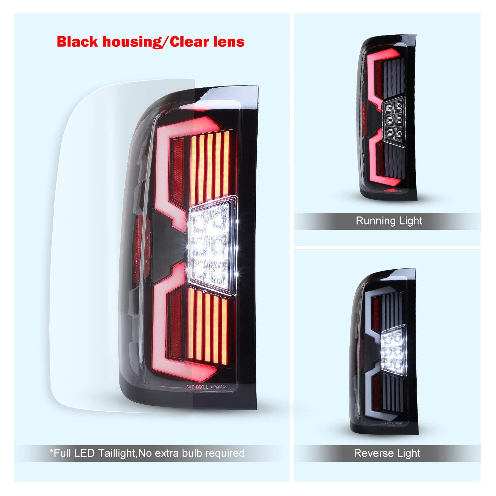 AUTOWIKI LED Taillight Assembly for 2014-2018 Chevy Silverado 1500/2500HD/3500HD - Dynamic LED Turn Signal Lights, Clear Lens Tail Lamps (1 Pair) - Perfect for Night Driving & Enhanced Safety