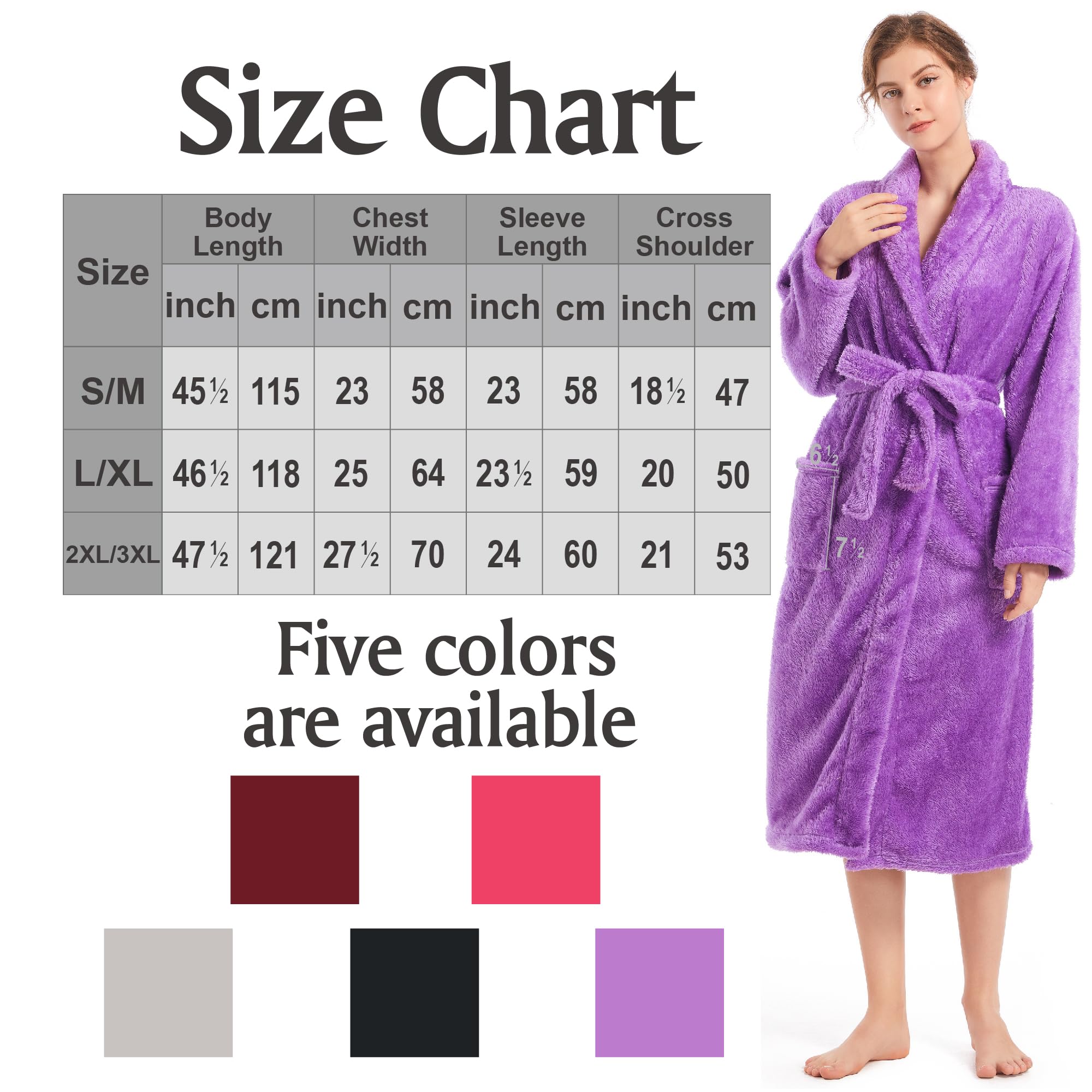 Women's Plush Fleece Robe - Cozy Warm Bathrobe with Pockets | Soft Fuzzy Spa Robe for Relaxation at Home, After Shower & Lounging