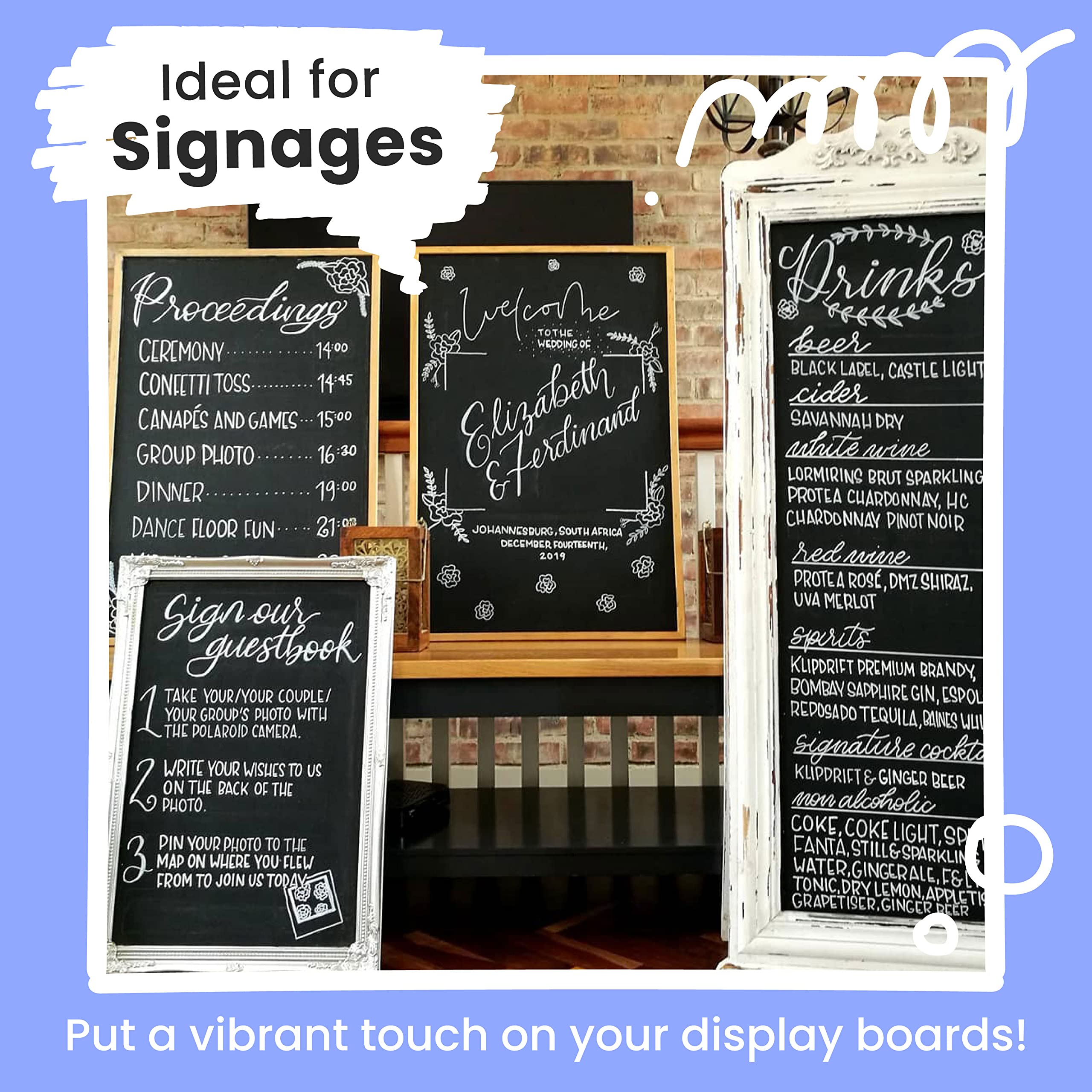 Chalkola White Chalk Markers - 6 Pack Dry Erase Liquid Chalk Pens for Chalkboard, Blackboard, Windows, Glass, Signs - 3mm Reversible Bullet & Chisel Tip - Perfect for Restaurants, Cafes, Classrooms, DIY Projects and Home Decor