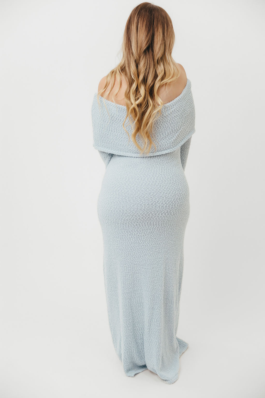 Stylish Nora Knit Maxi Dress in Dusty Blue - Bump Friendly Maternity Dress for Pregnancy & Nursing | Perfect for Baby Showers, Beach Vacations & Casual Outings