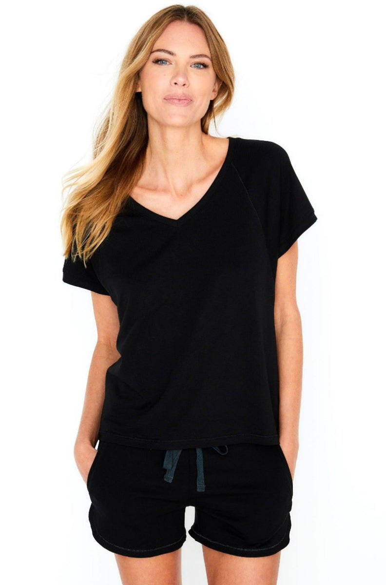 Comfortable Women's Loungewear Set - Soft Cotton Short Sleeve Top & Shorts Pajama Set for Sleep, Yoga, and Home Relaxation