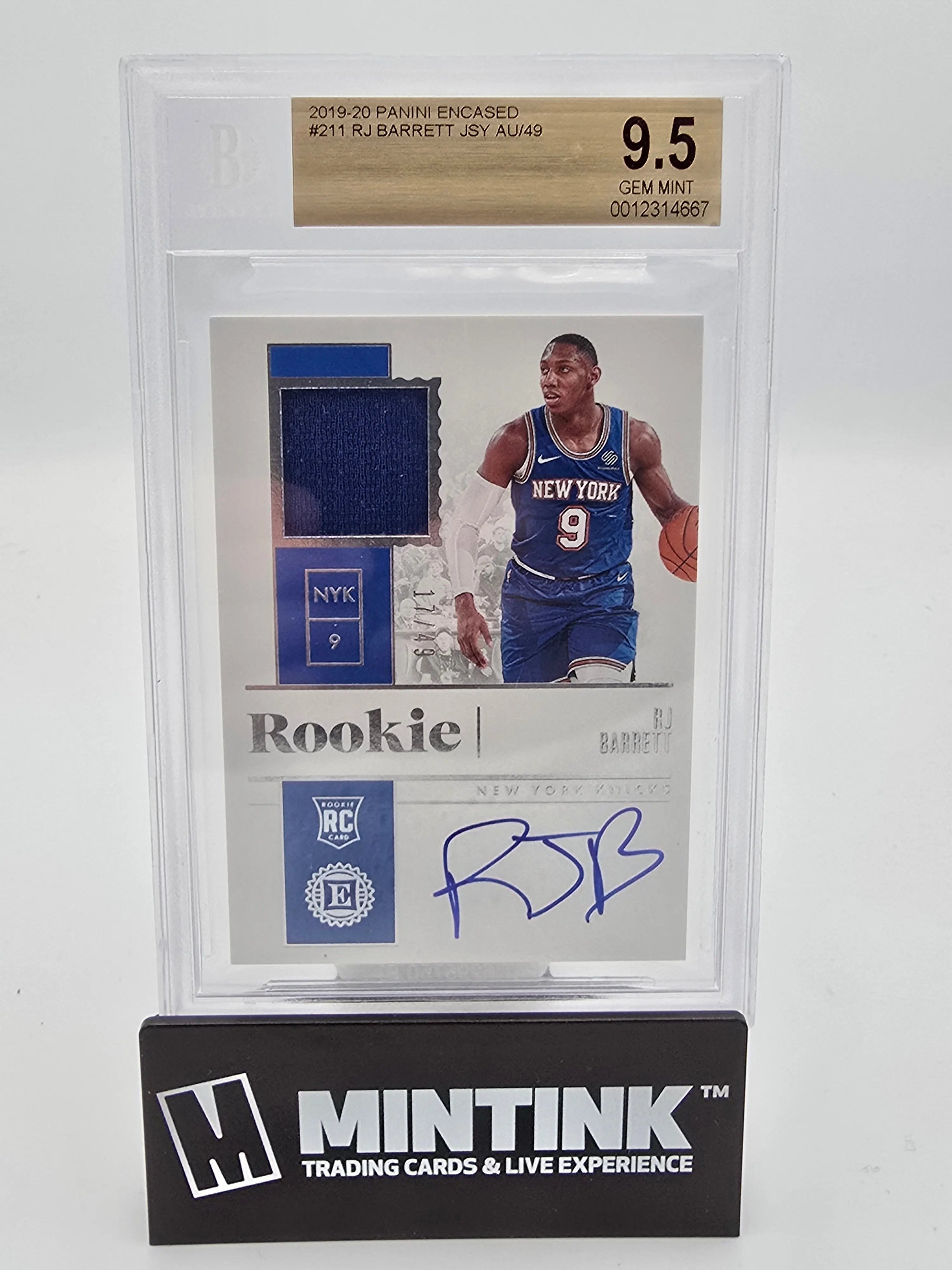 2019-20 Panini Encased RJ Barrett Rookie Jersey Auto Card BGS 9.5 Gem Mint 17/49 #211 - Perfect for NBA Collectors & Sports Memorabilia Displays