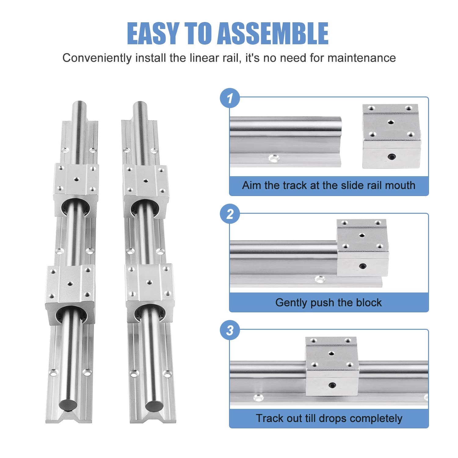 CNCCANEN SBR25 Linear Rail 1200mm with 4Pcs SBR25UU Bearing Blocks - High Precision Guide Rails for CNC Machines, 3D Printers, Laser Cutters & DIY Projects (T37P7052L136T) - Perfect for Smooth Motion Control in Automation & Robotics