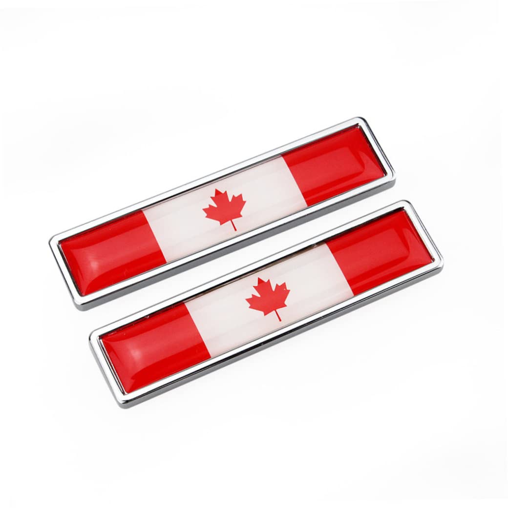 Eaarliyam Chrome Bumper Flag Decals - 2pcs National Flag Metal Car Emblem Stickers (Canada Tricolor Design) | Durable Chrome Badge Graphics for Cars, Trucks & Motorcycles | Perfect for Patriotic Display, Car Shows & Personalization
