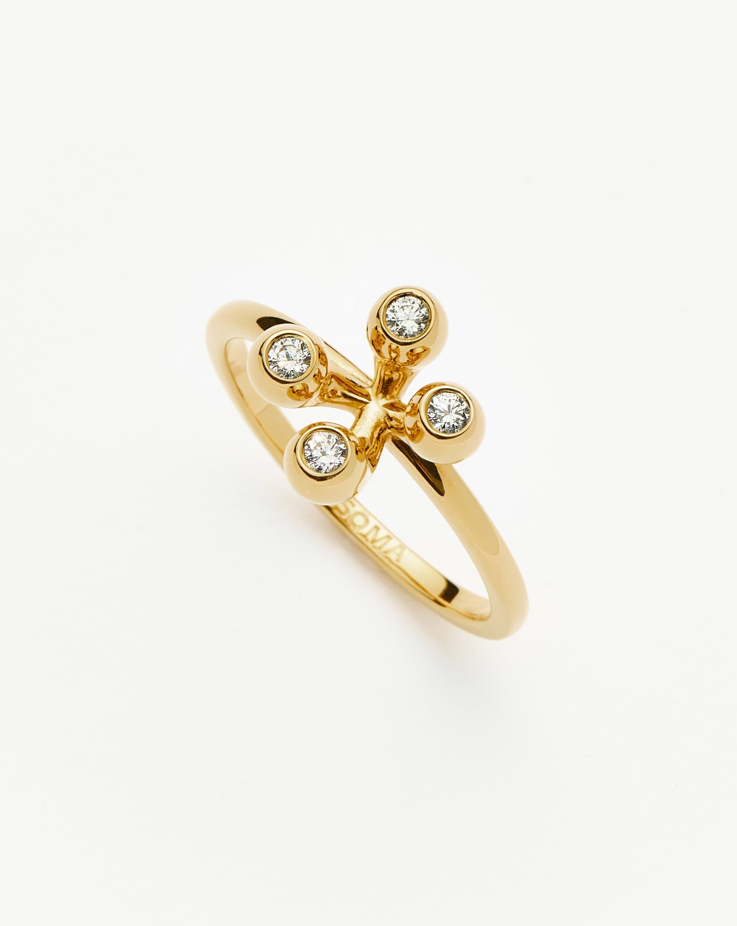 18k Gold Vermeil Atom Ring for Women - Minimalist Stackable Jewelry for Everyday Wear & Special Occasions
