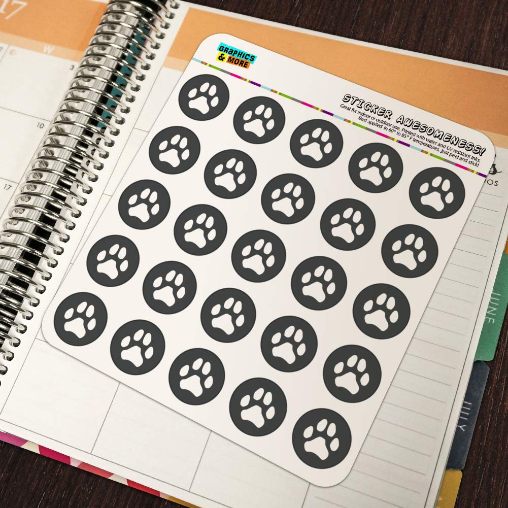 Black and White Paw Print Stickers for Dogs & Cats - Planner, Calendar, Scrapbooking, Crafting Supplies | Perfect for Pet Lovers, Bullet Journals, DIY Projects & Gift Decorations