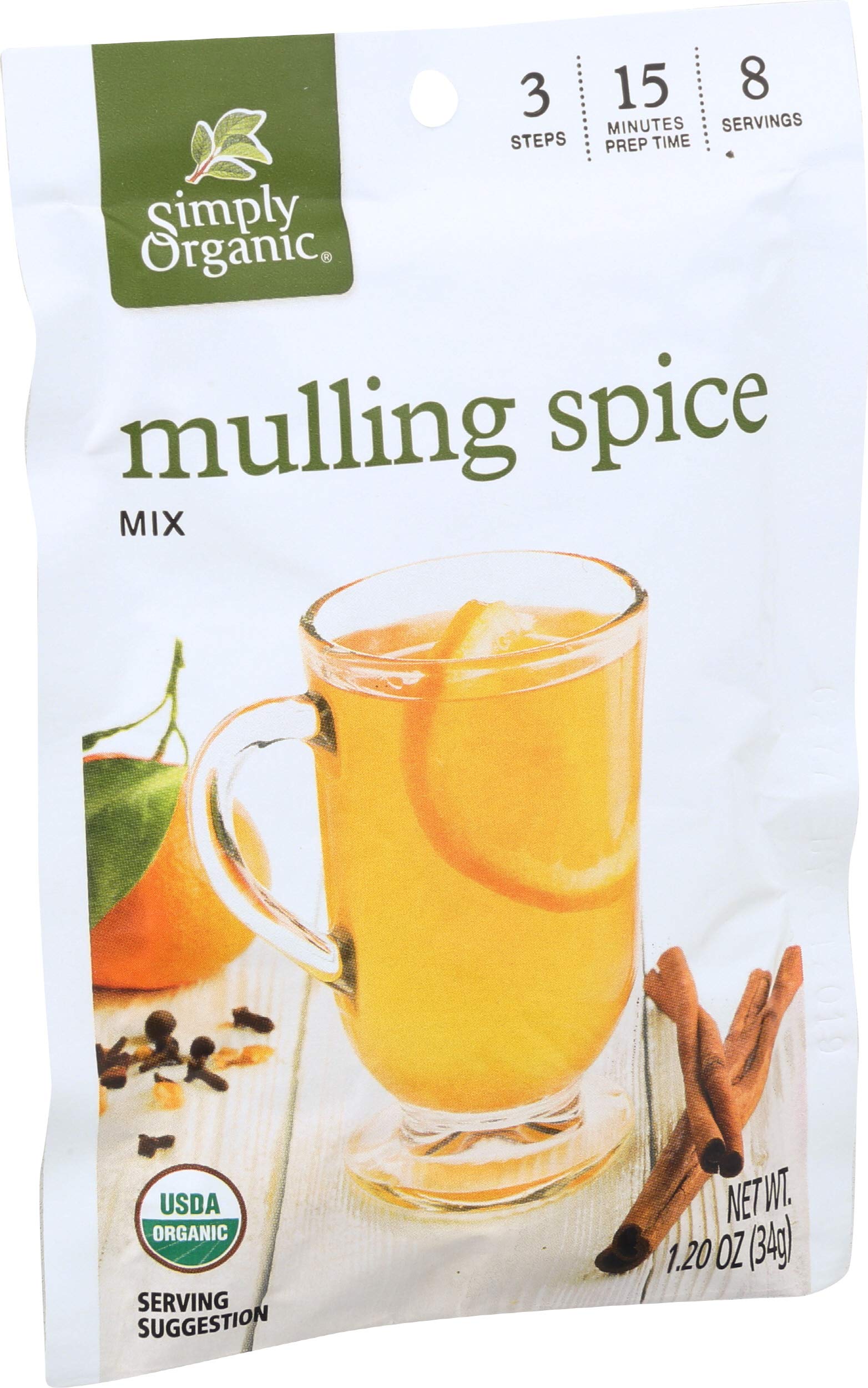 Simply Organic Mulling Spice - Certified Organic, Gluten-Free, Non-GMO | 1.2 oz (Pack of 8) | Perfect for Holiday Drinks, Apple Cider, Tea & Warm Cocktails