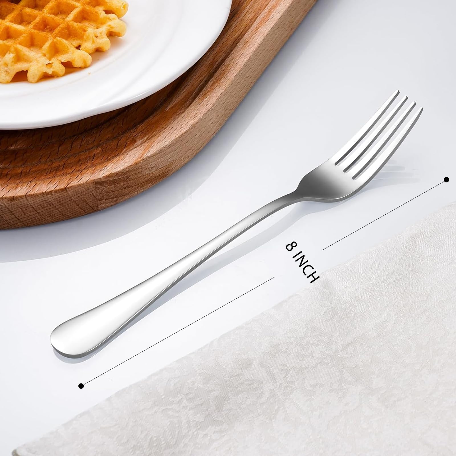 16-Piece Stainless Steel Dinner Fork Set - 8 Inch Silver Cutlery for Home & Restaurant Use - Dishwasher Safe Flatware - Perfect for Dining, Parties, Catering & Everyday Meals