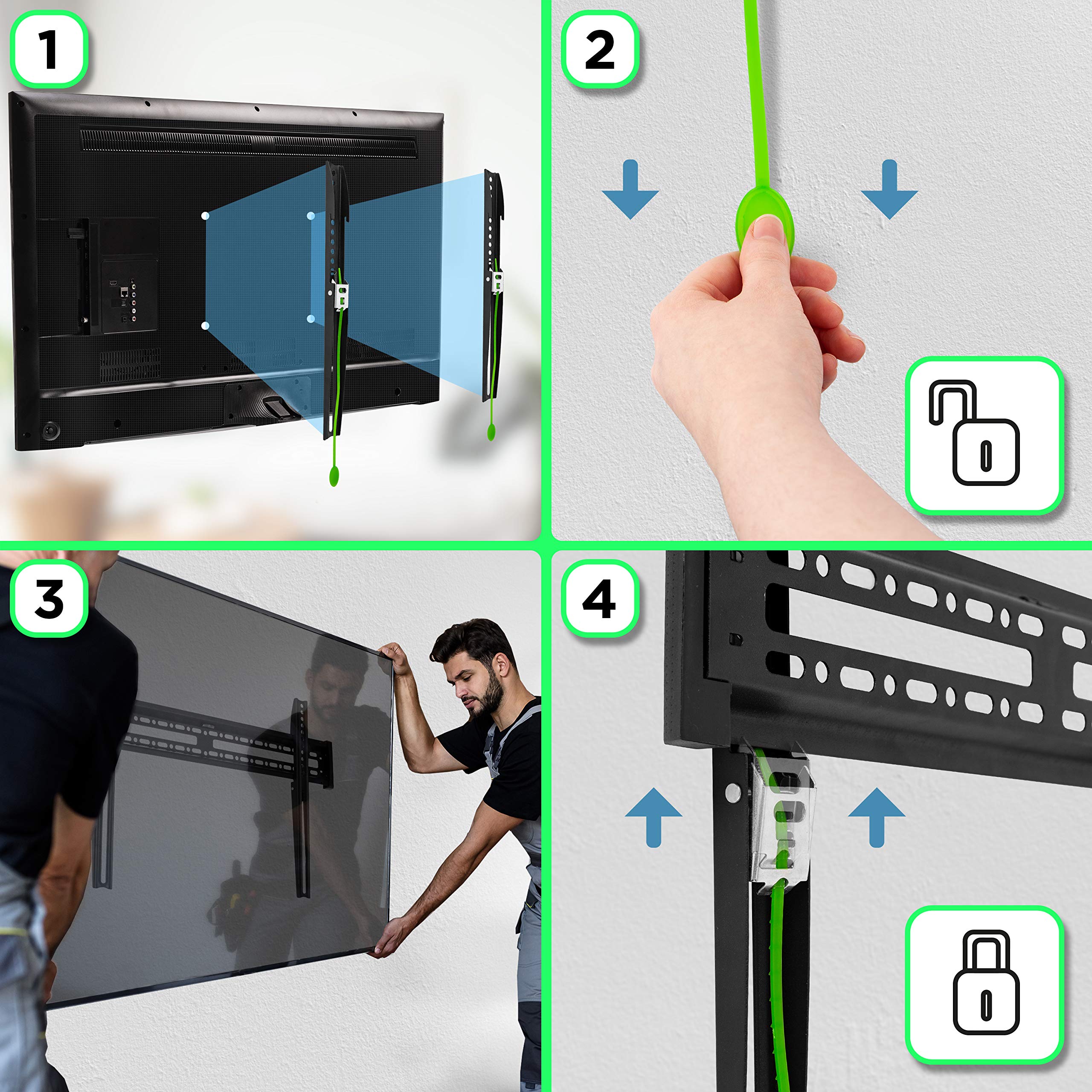 Duronic TVB121M Ultra Slim TV Wall Mount Bracket for 37-65 Inch Flat Screen TVs | Low 3cm Profile | VESA 600x400mm | Supports Up to 50kg | Perfect for Living Room, Bedroom & Home Theater Installation
