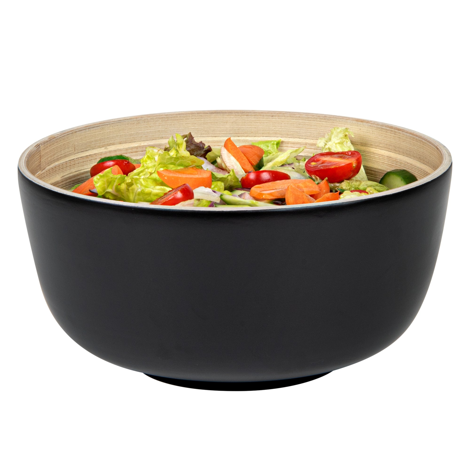 Bambuddha 15 oz Round Black Spun Bamboo Small Salad Bowl - 7.75 x 7.75 x 4 Inches - Eco-Friendly & Lightweight - Perfect for Salads, Snacks, Cereal & Home Decor - 1 Count Box