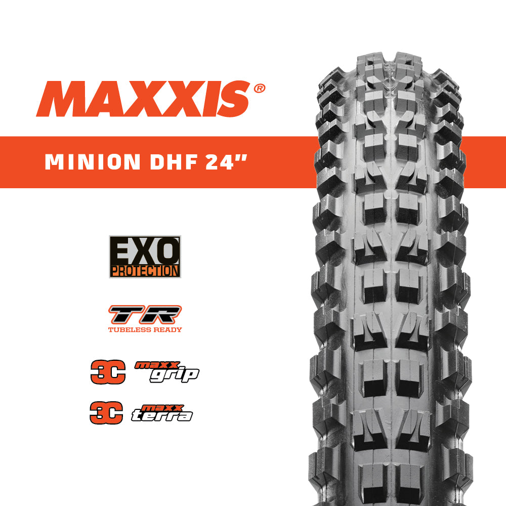 Maxxis Minion DHF 24 Inch Mountain Bike Tire - High Grip, Durable Off-Road Performance for Downhill & Trail Riding