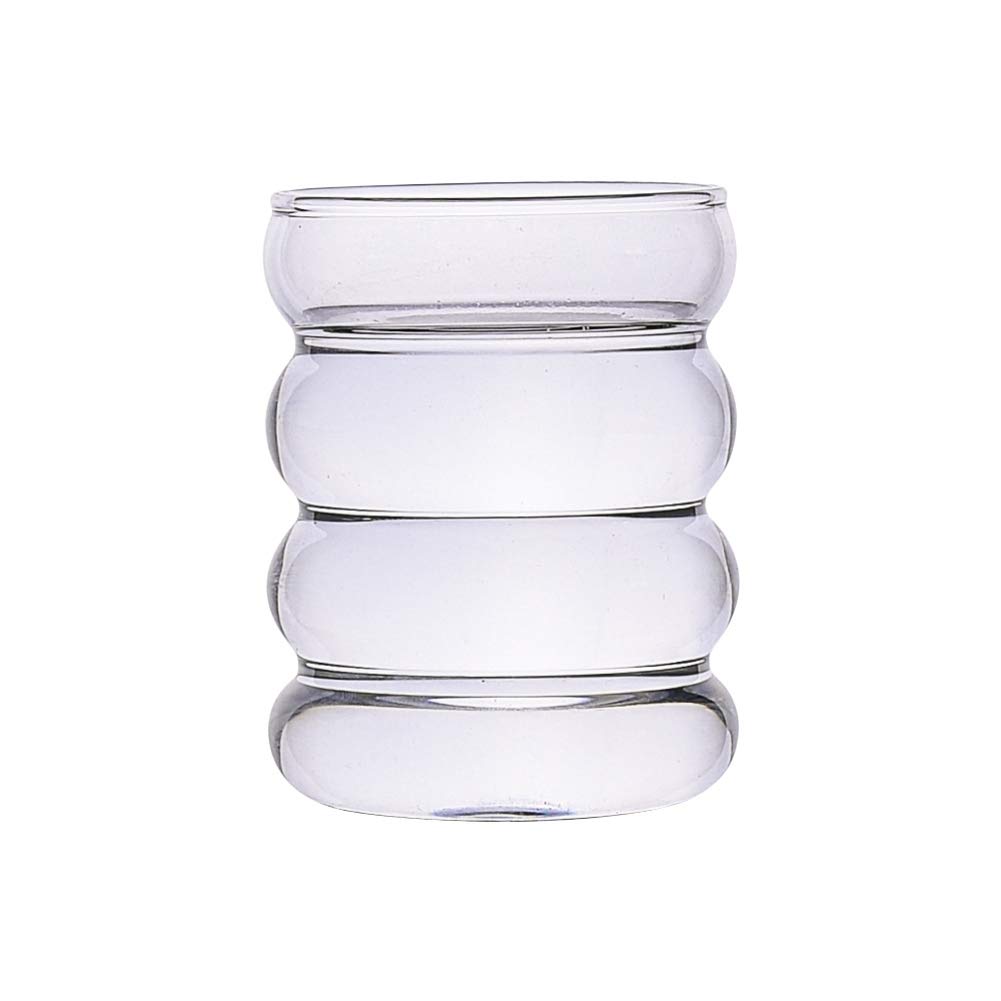 Elegant Wave Shaped Clear Crystal Glass Creamer Pitcher - Coffee & Milk Serving Jug with Creative Embossed Stripe Design - Perfect for Kitchen, Dining Table, and Tea Party Hosting