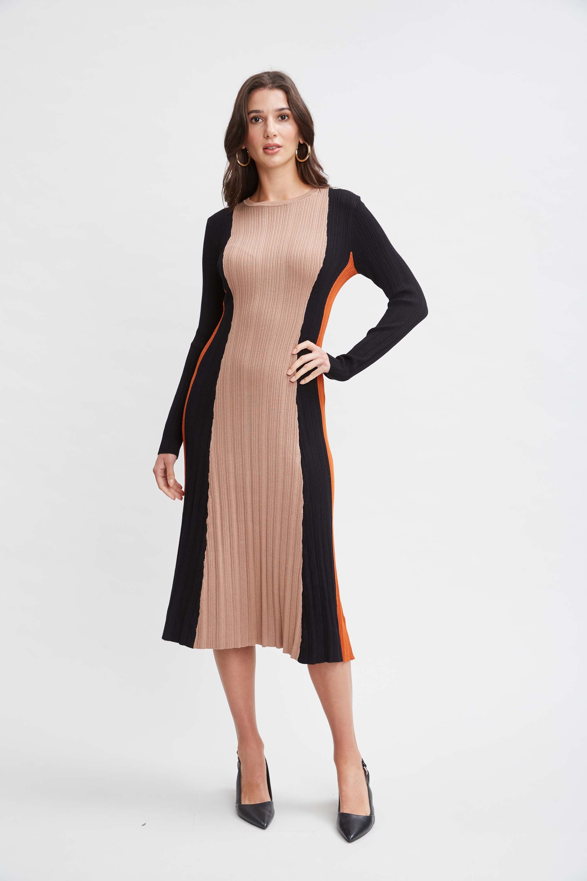 Tahari Women's Color Block Sweater Dress - Long Sleeve Knit Pullover Tunic for Fall & Winter | Office Wear, Casual Outfits, Holiday Party Dress