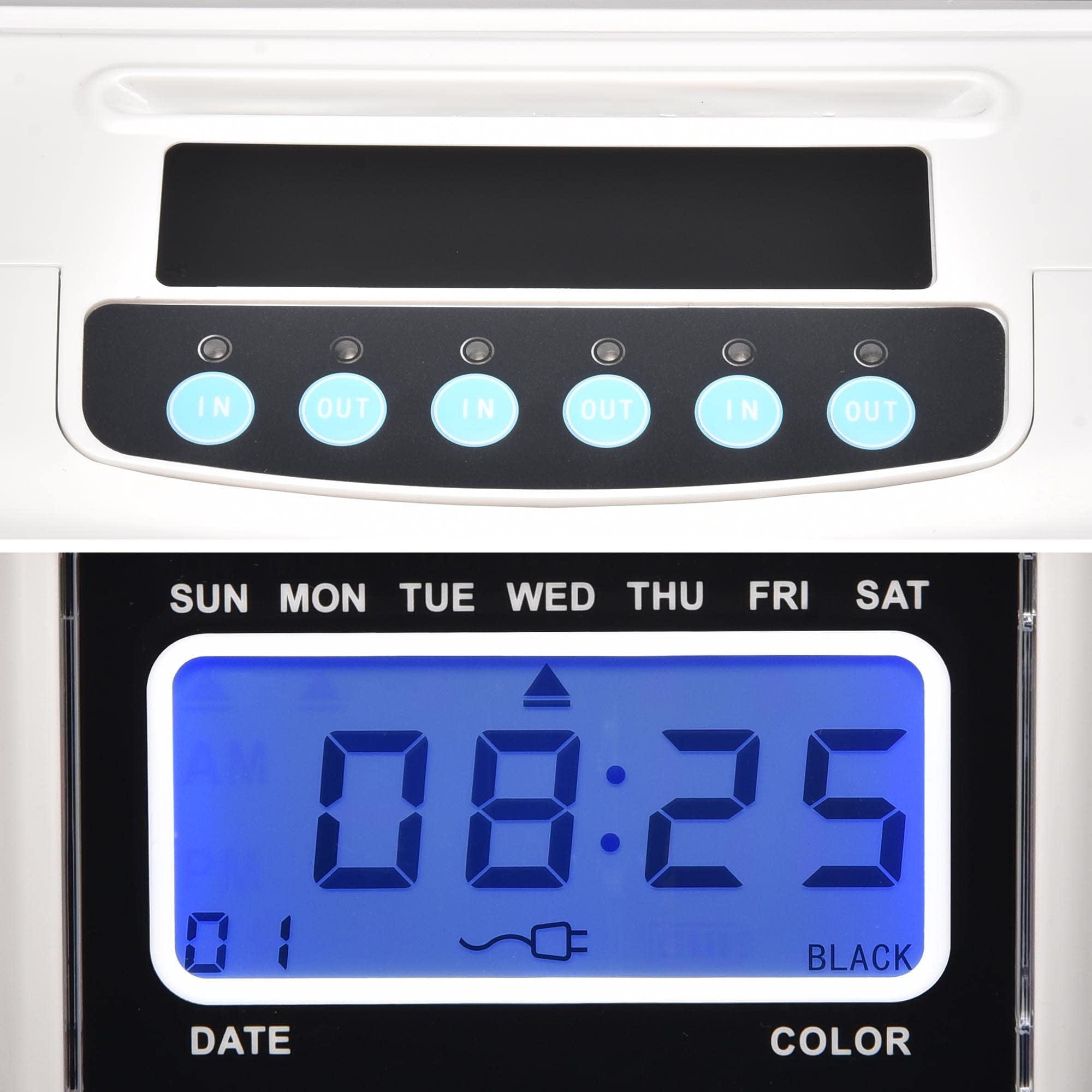 Yescom Employee Time Clock Bundle - Digital Punch Card System with LCD Display, 100 Time Cards, Card Holder, 2 Keys & Ink Ribbon - Ideal for Small Business Payroll & Attendance Tracking