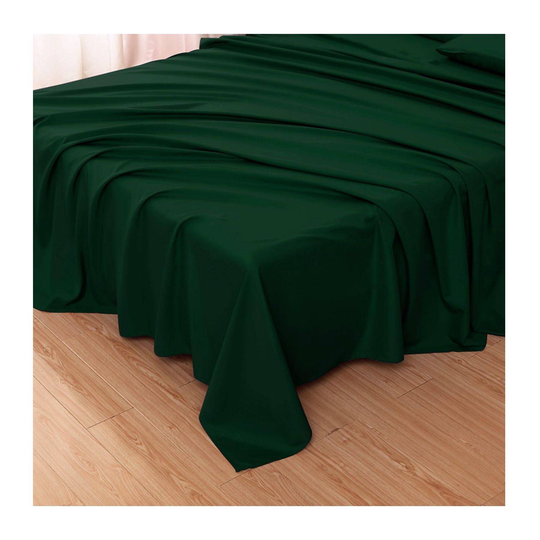 Ghooss Ultra Soft Brushed Microfiber Flat Sheet (1 Pack) - Wrinkle-Free Twin Size Bed Sheet in Forest Green | Perfect for Guest Rooms, Dorms & Cozy Bedroom Decor