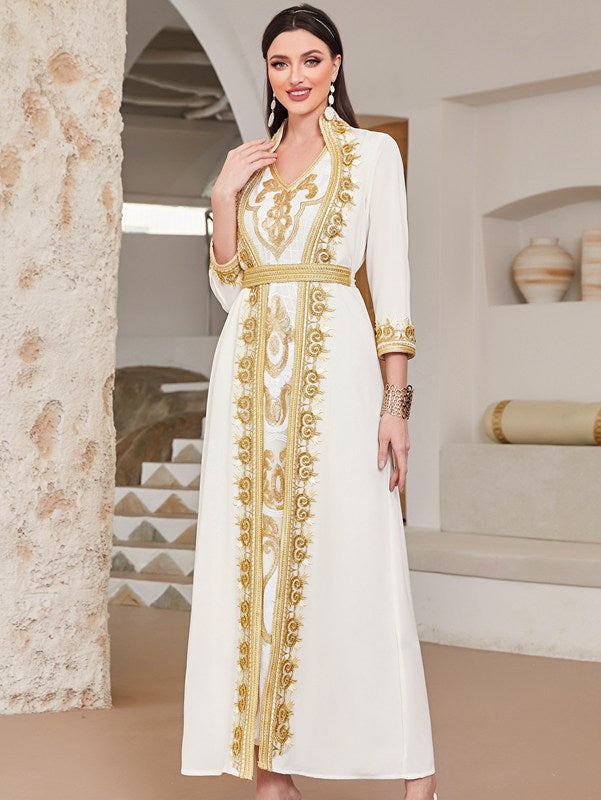 Elegant Eid Celebration Dress - Luxury Lace Sequins Embroidery Arab Caftan Kaftan for Women | Perfect for Eid al-Fitr, Wedding, Party & Special Occasions
