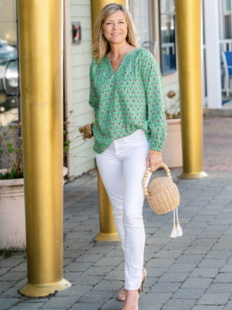 Elegant Medallion Signature Blouse for Women | Floral Embroidered Tunic Top | Perfect for Office Wear, Casual Outings & Special Occasions