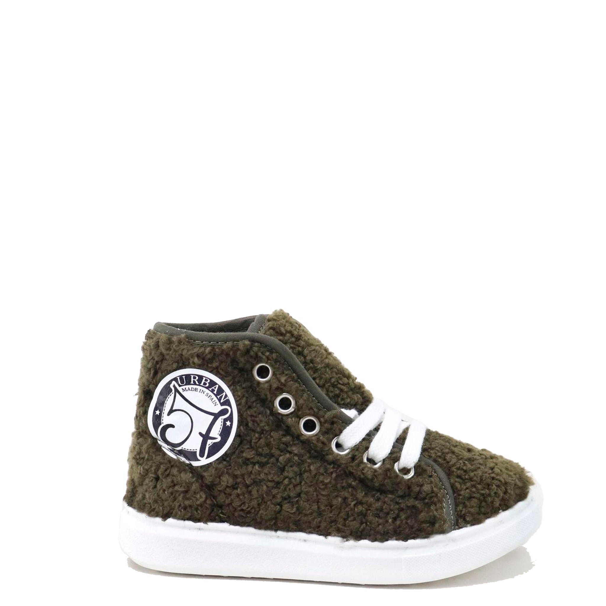 Papanatas Olive Shearling High Top Sneakers - Women's Winter Fashion Shoes for Walking, Running & Casual Wear