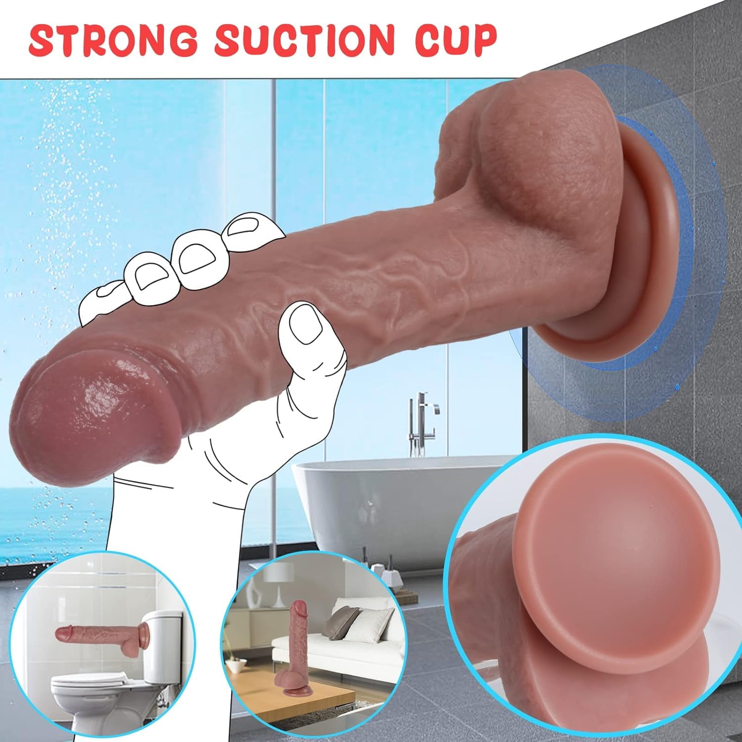 7.8 Inch Realistic Silicone Dildo - Body-Safe Adult Toy for Women & Couples with Strong Suction Cup | G-Spot, Clitoral & Anal Stimulation | Perfect for Solo Play, Couples Fun & BDSM Exploration