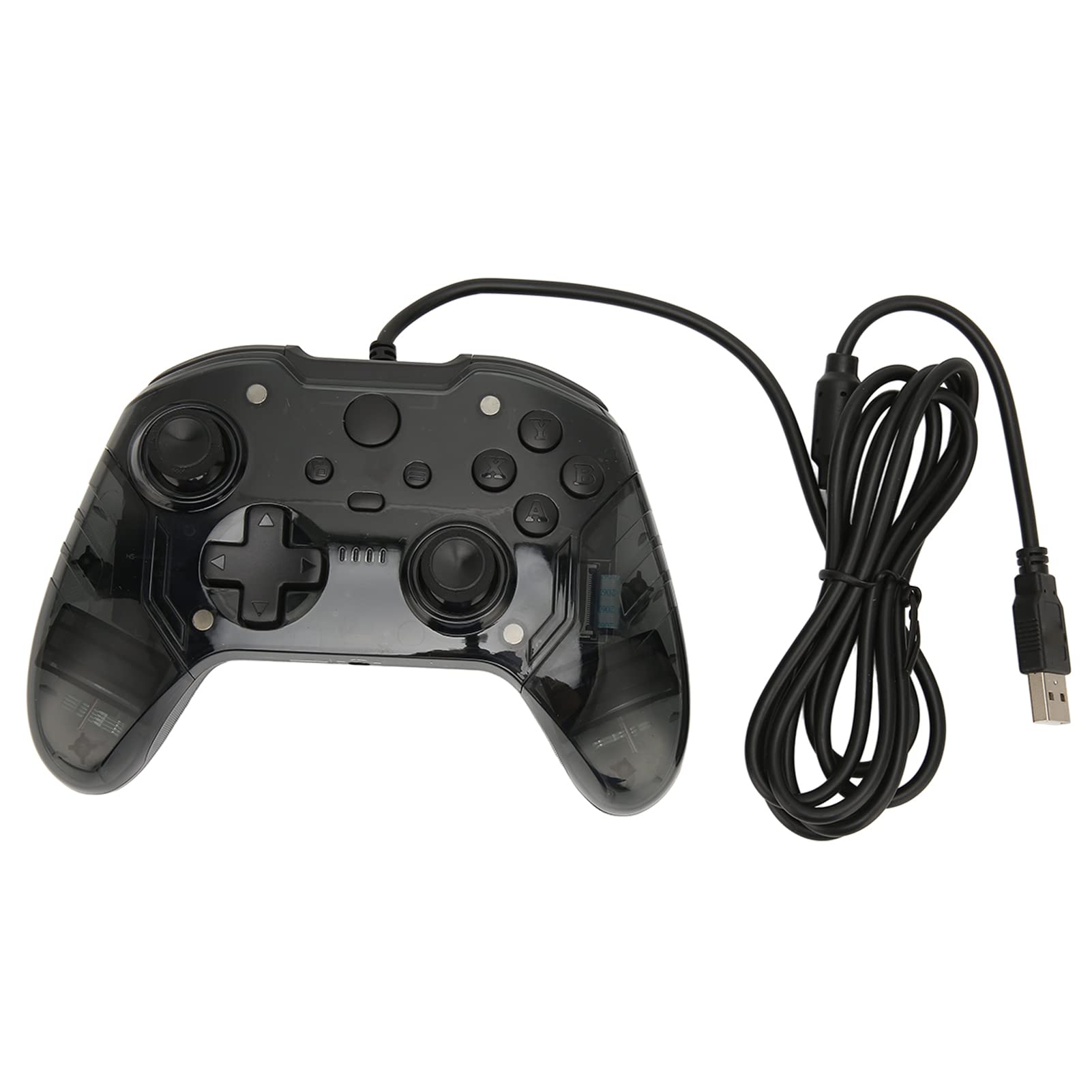 Wireless Gaming Controller with Dual Vibration, Ergonomic Gamepad Joystick for PC/Windows - Durable Transparent Black Case - Perfect for Steam Games, Fortnite & Esports Tournaments